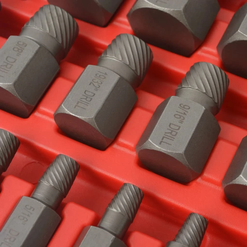 vidaXL 25 daļu daudzšķautņu skrūvju izvilcēja komplekts, tērauds