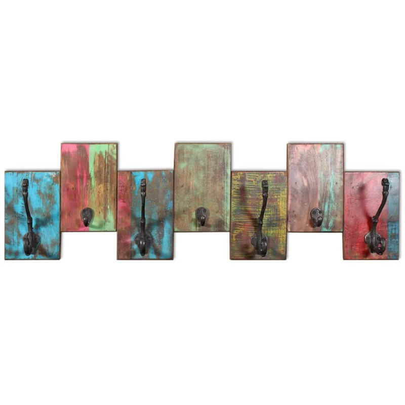 vidaXL virsdrēbju pakaramais, 7 āķi, pārstrādāts masīvkoks