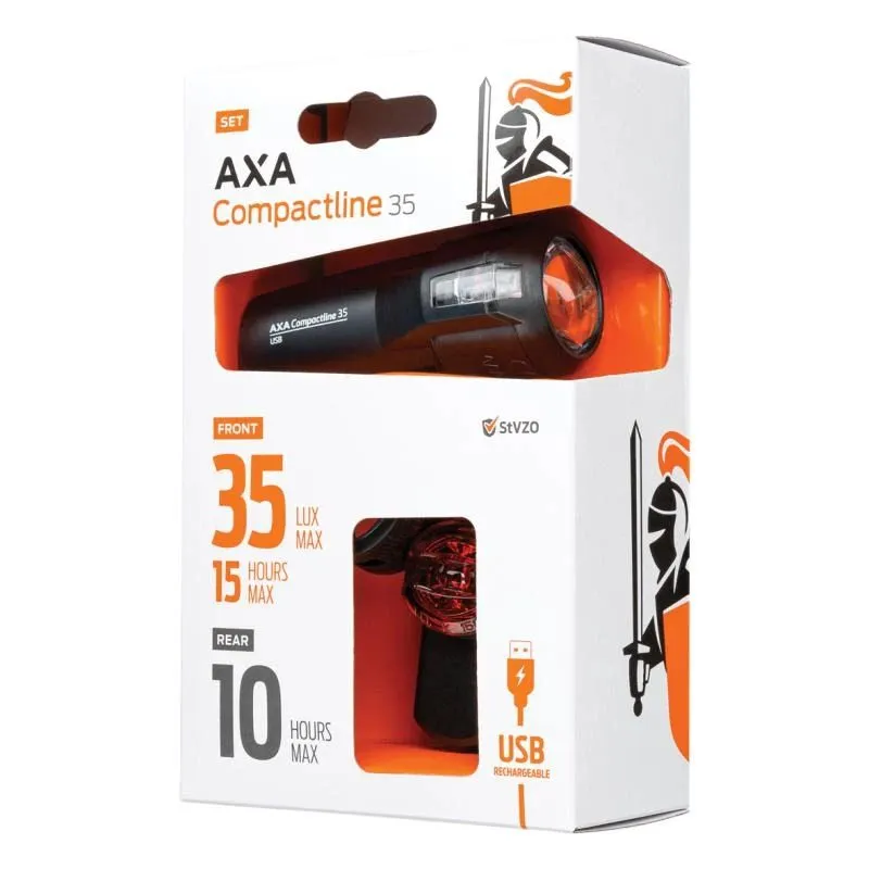 Velosipēdu lukturu komplekts AXA Compact Line Battery 35 Set