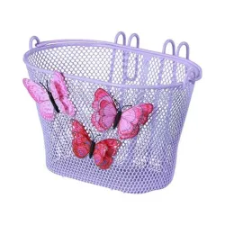 Priekšējais grozs bērnu velosipēdiem BASIL Butterfly, violets