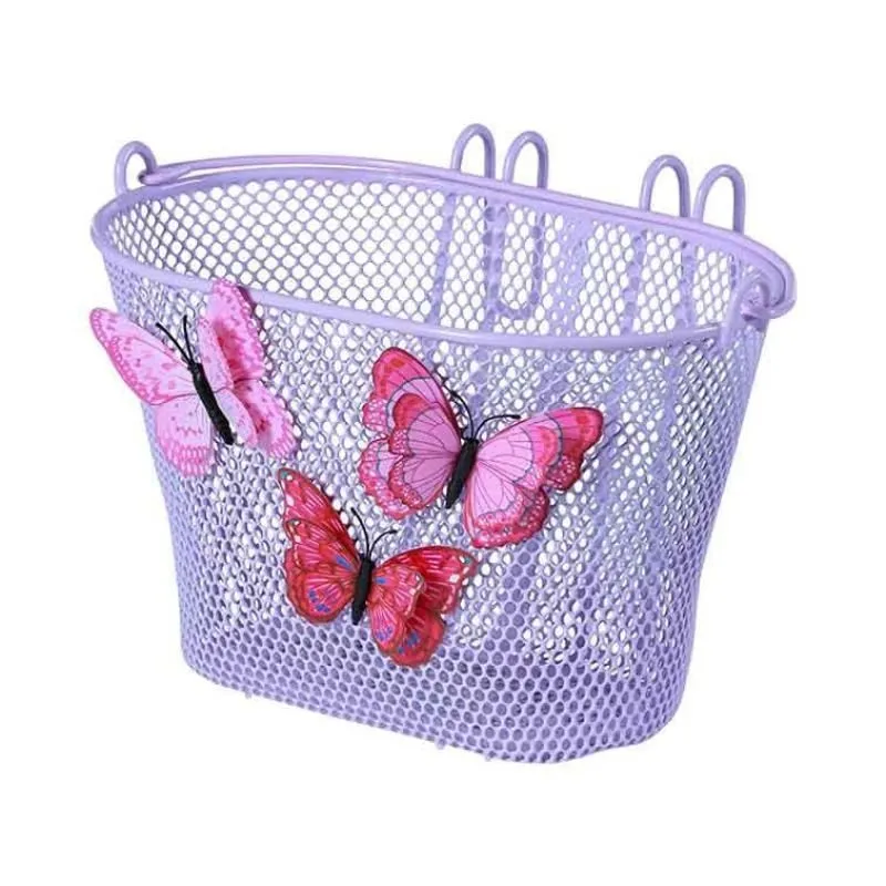 Priekšējais grozs bērnu velosipēdiem BASIL Butterfly, violets
