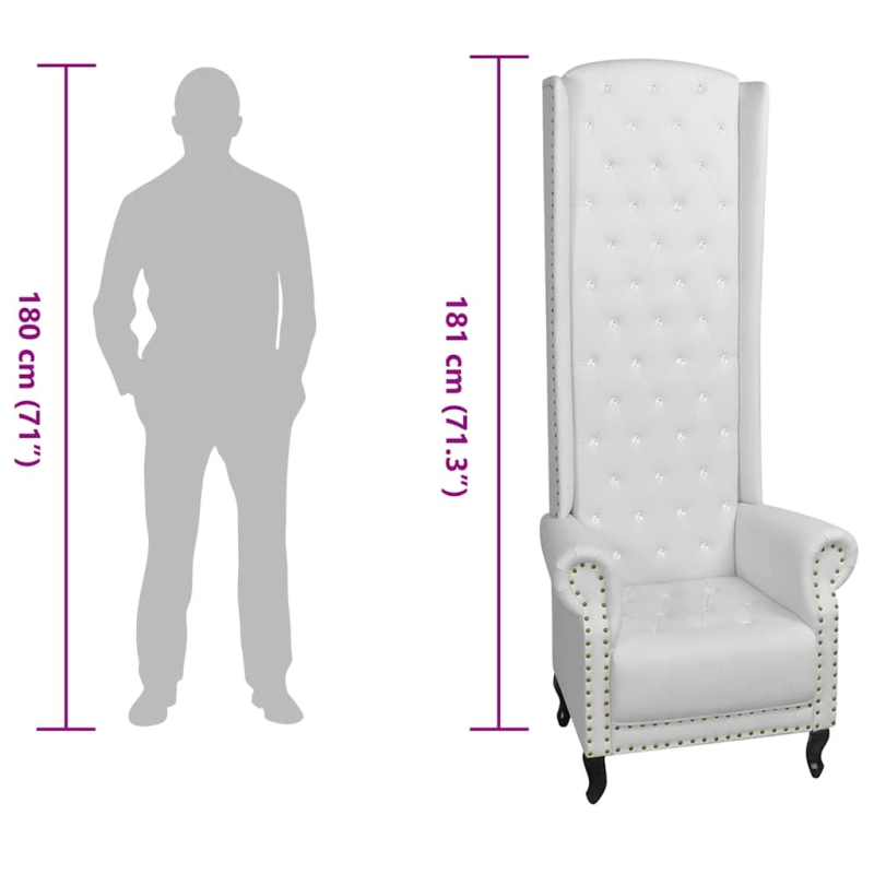 vidaXL krēsls ar augstu atzveltni, balta mākslīgā āda