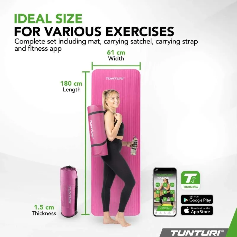 Vingrošanas paklājiņš TUNTURI Fitnessmat NBR, rozā