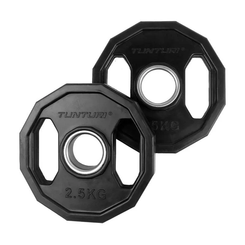 Svaru šķīvji TUNTURI Olimpiskās gumijas plāksnes, 50 mm, 2,5 kg