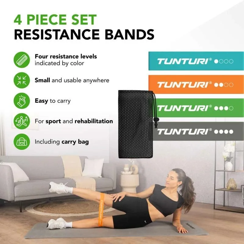 TUNTURI Mini Resistance Band Set, 4 gab