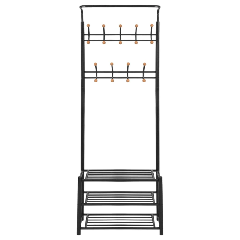 vidaXL drēbju pakaramais ar vietu apaviem, 68x32x182,5 cm, melns