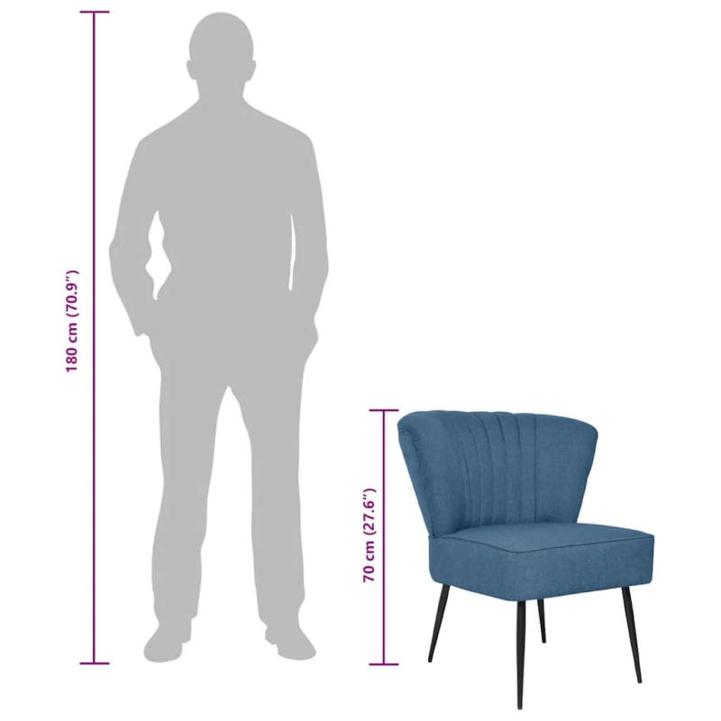 vidaXL atpūtas krēsls, zils audums