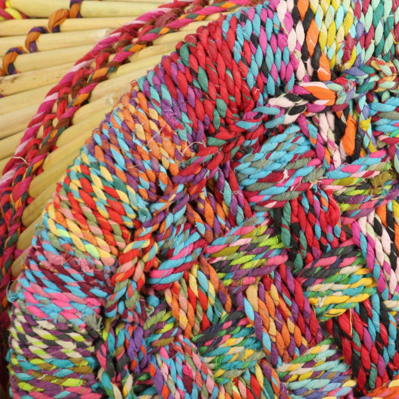 vidaXL taburetes, 2 gab., krāsainas auduma detaļas, bambuss