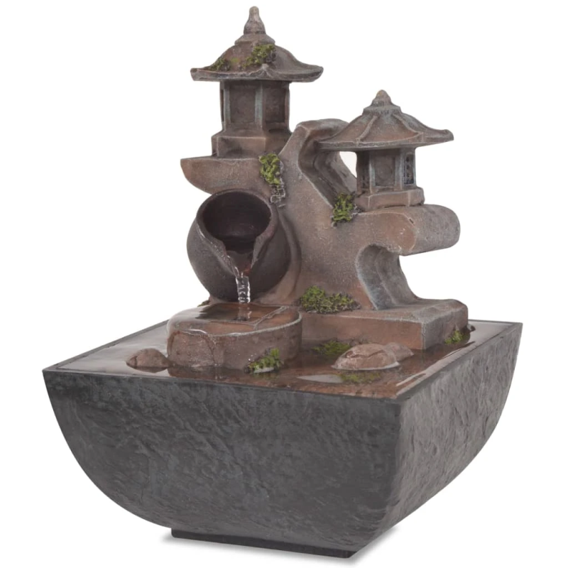 vidaXL telpu strūklaka ar LED gaismām, polirezīns