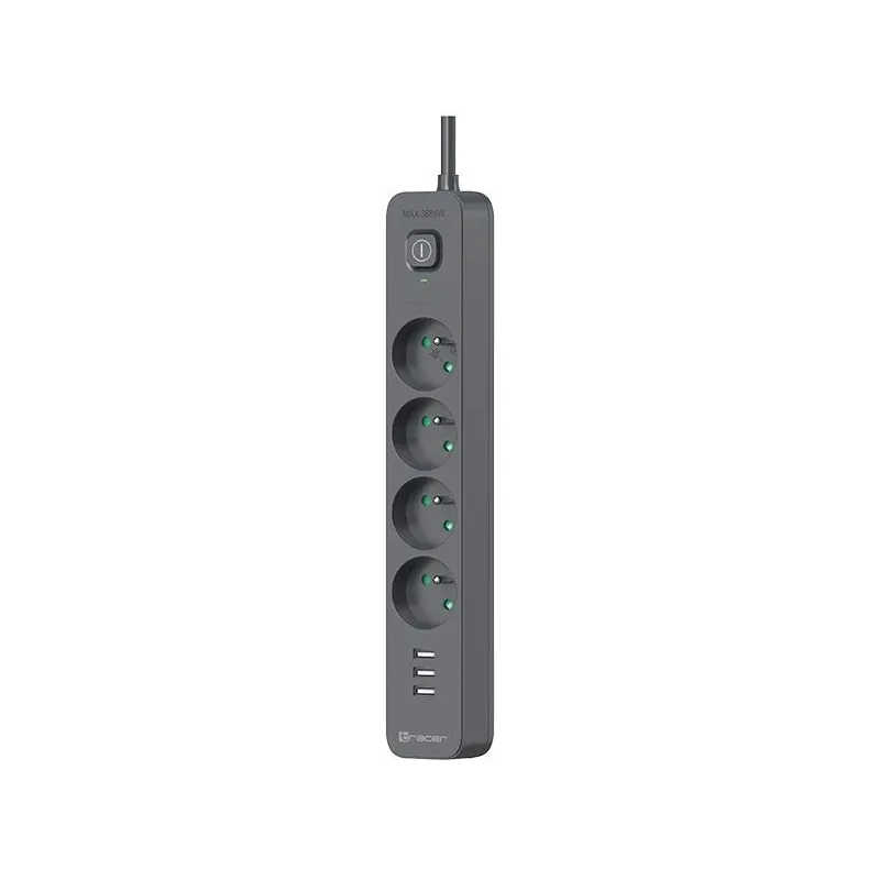 Tracer 47685 Power Line+ 5m ,4 sockets +3x USB A,