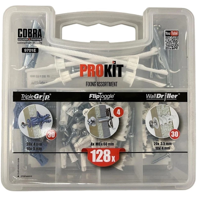 GKP skrūvju komplekts. PROKIT. 128 gab.