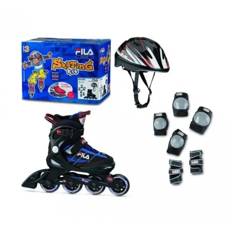Bērnu skrituļslidu komplekts FILA J-ONE COMBO 3 SET ,L36-40,, melns-zils-sarkans