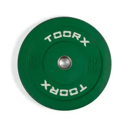 Грузовая пластина TOORX Bumper Plate Challenge, зелёная, 50 мм, 10 кг