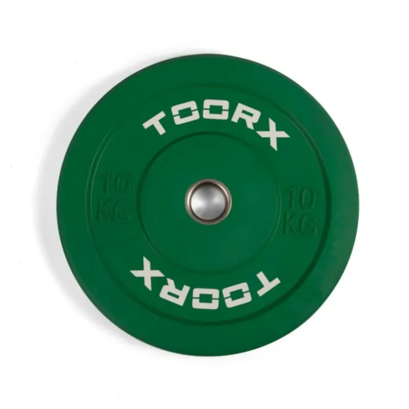 Svara plāksne TOORX Bumper Plate Challenge, zaļa, 50 mm, 10 kg
