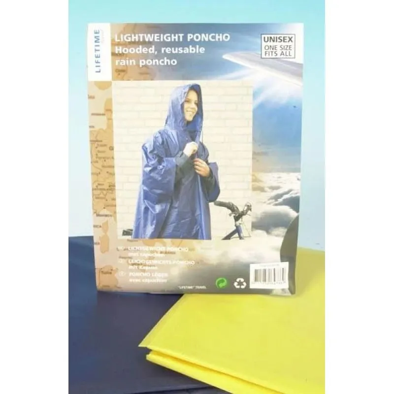 Lietusmētelis mūža ceļojumam, ar kapuci, zils