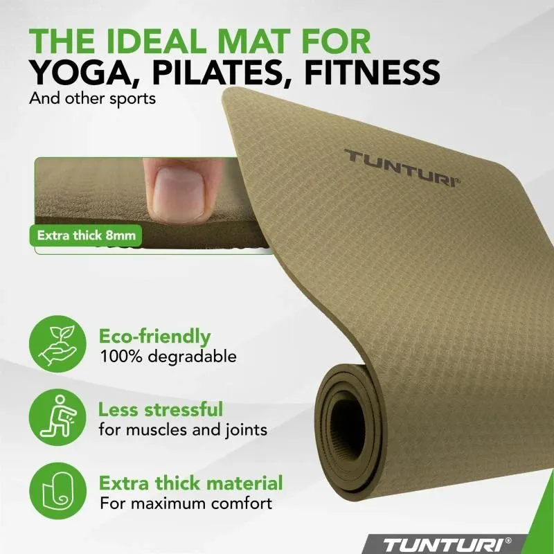 Jogas paklājiņš Tunturi Yogamat 8mm, Armijas zaļš