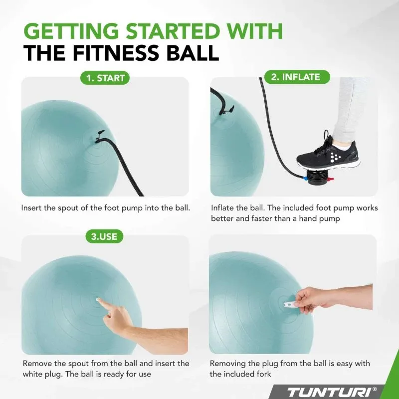 Vingrošanas bumba TUNTURI Gymball 55cm, Anti-Burst, Mint