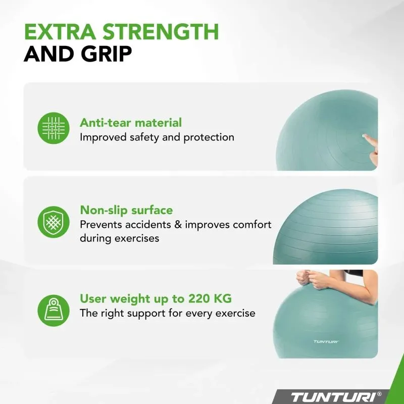 Vingrošanas bumba TUNTURI Gymball 55cm, Anti-Burst, Mint