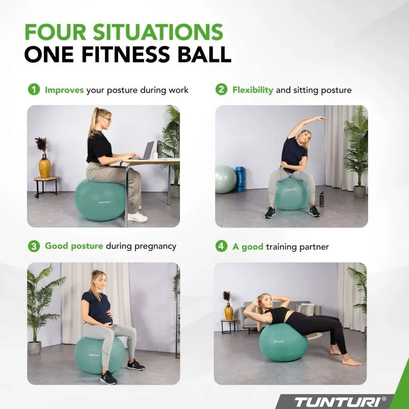 Vingrošanas bumba TUNTURI Gymball 55cm, Anti-Burst, Mint