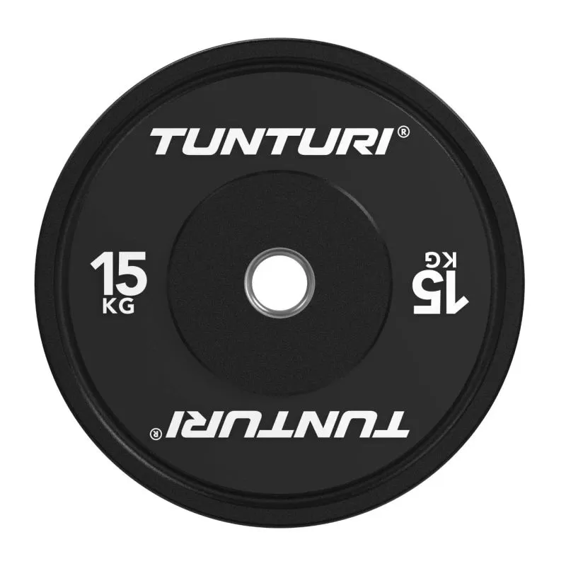 Svaru disks TUNTURI Platinum Bumper Plate, melns, 50 mm, 15 kg