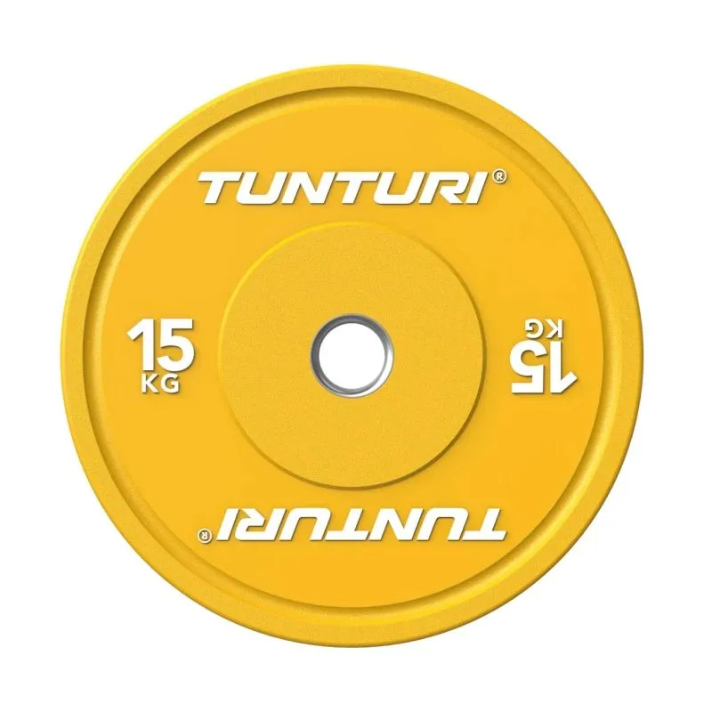 Raskusketas TUNTURI Platinum Bumper Plate, kollane, 50mm, 15 kg