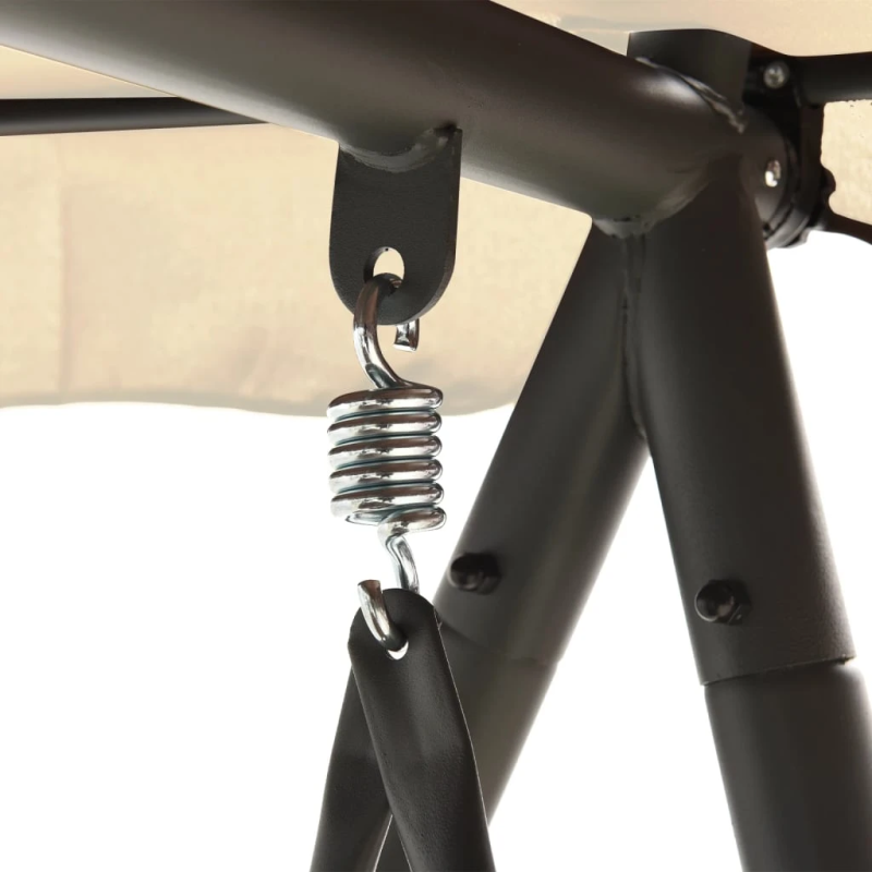 vidaXL pārveidojams āra šūpuļsols ar jumtiņu, smilšbaltā krāsā