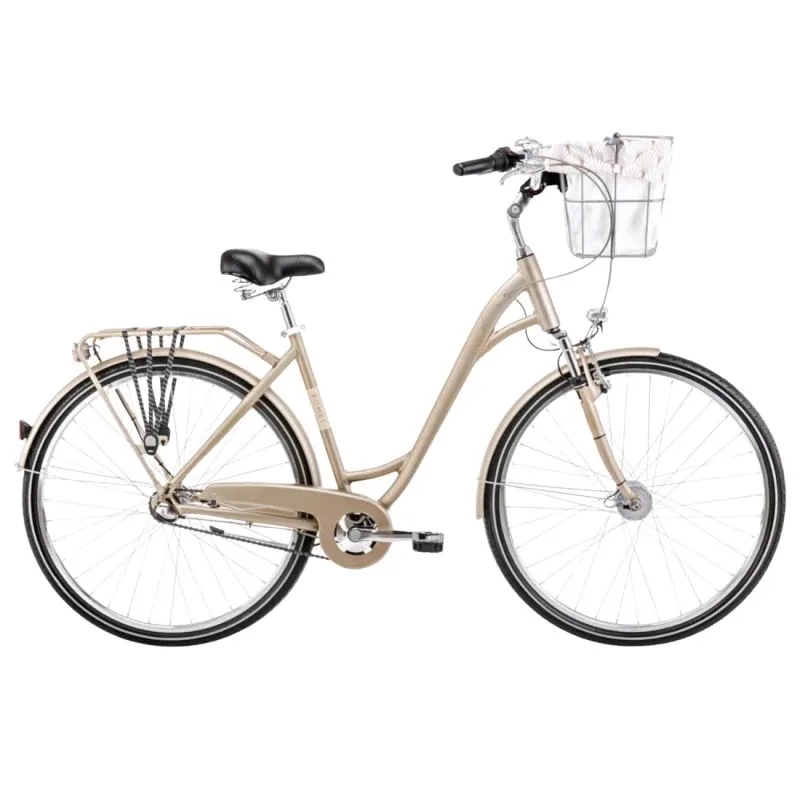Velosipēds ROMET Art Deco Classic, ar priekšējo grozu, bēšs ,L,