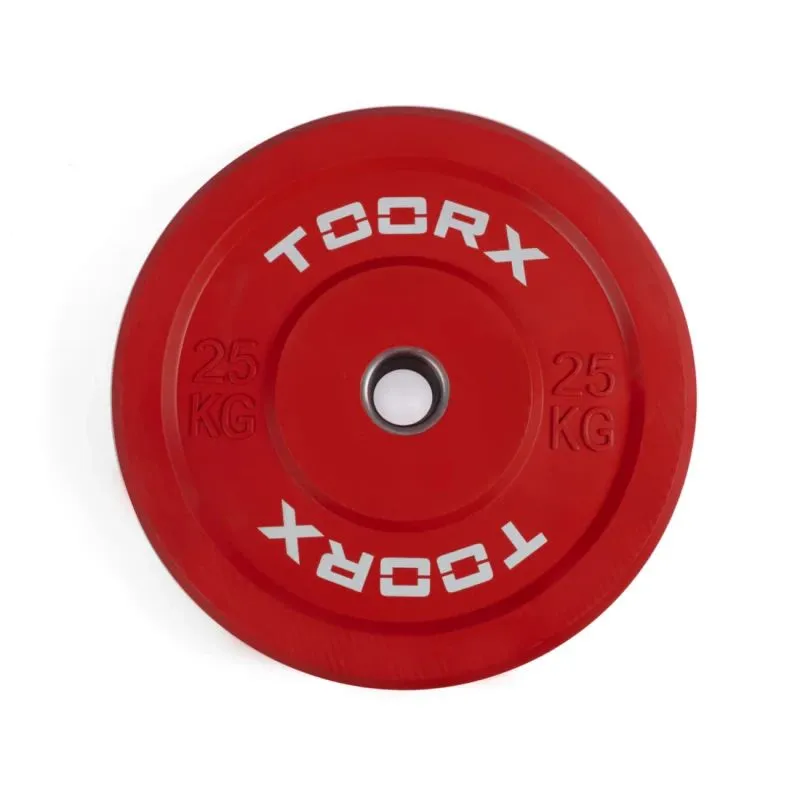 Svara plāksne TOORX Bumper Plate Challenge, sarkana, 50 mm, 25 kg