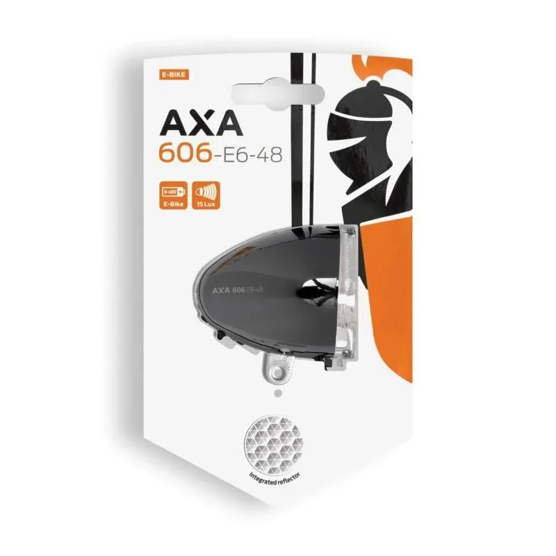Priekšējais lukturis AXA 606 E-BIKE6-48 VOLT 15 LUX DARK CHROME