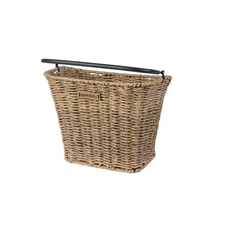 Velosipēda priekšējais grozs Basil Bremen Rattan Look KF, Seagrass, gaiši brūns