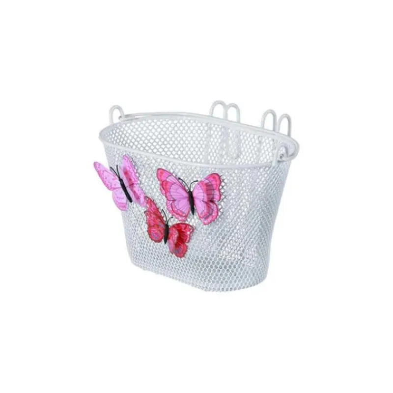 Priekšējais grozs bērnu velosipēdam BASIL JASMIN BUTTERFLY, balts