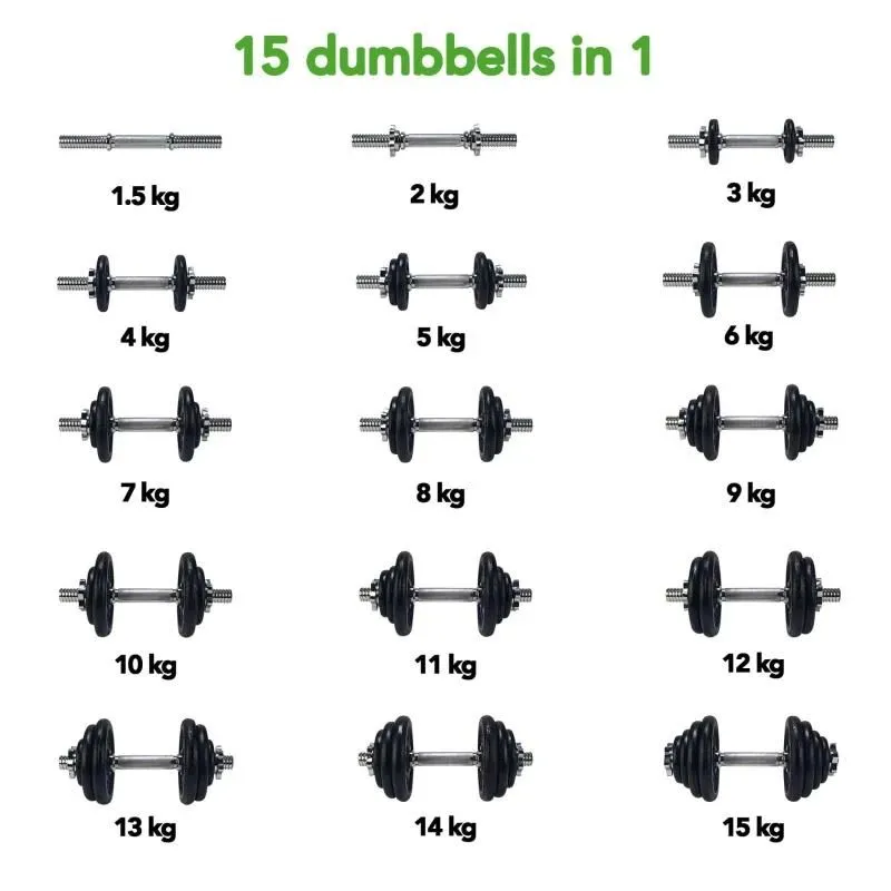 Hanteles TUNTURI Hanteles komplekts 15kg, skrūve