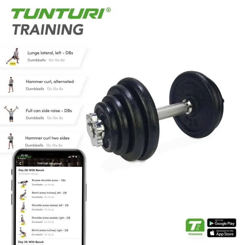 Hanteles TUNTURI Hanteles komplekts 15kg, skrūve