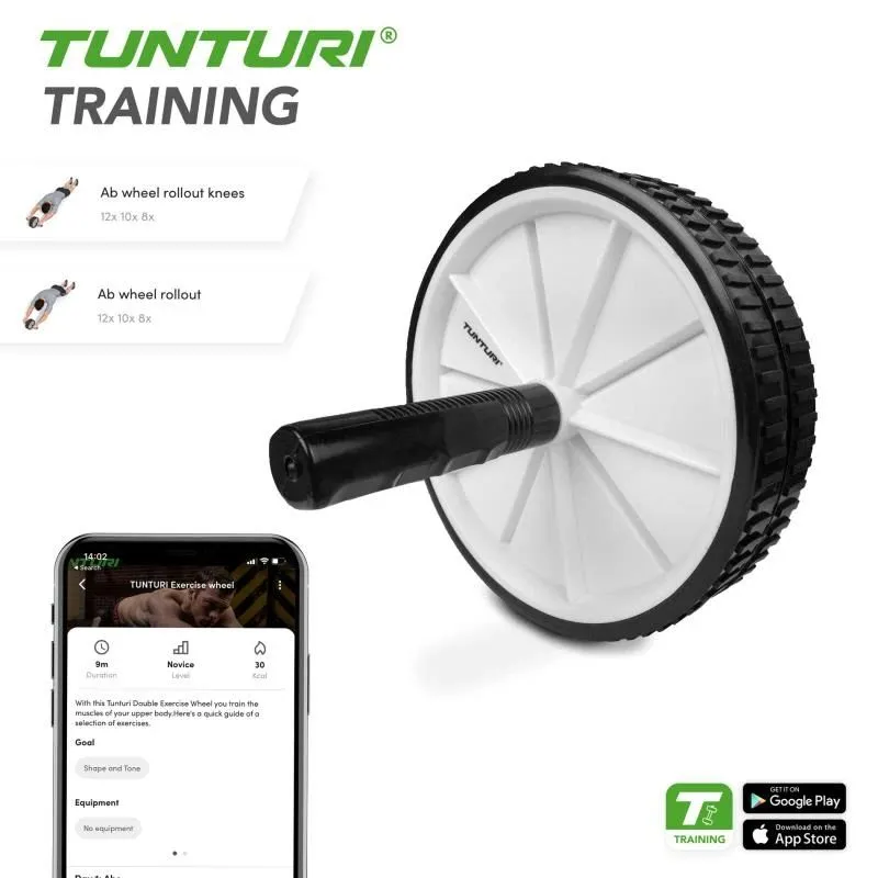 TUNTURI Double Exercise Wheel vēdera muskuļiem