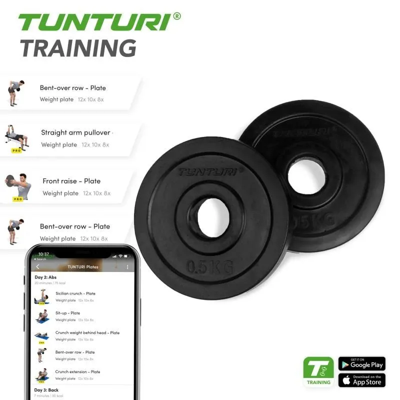 Svara plāksnes TUNTURI gumijas plāksnes, 30 mm, 0,5 kg ,pāris,