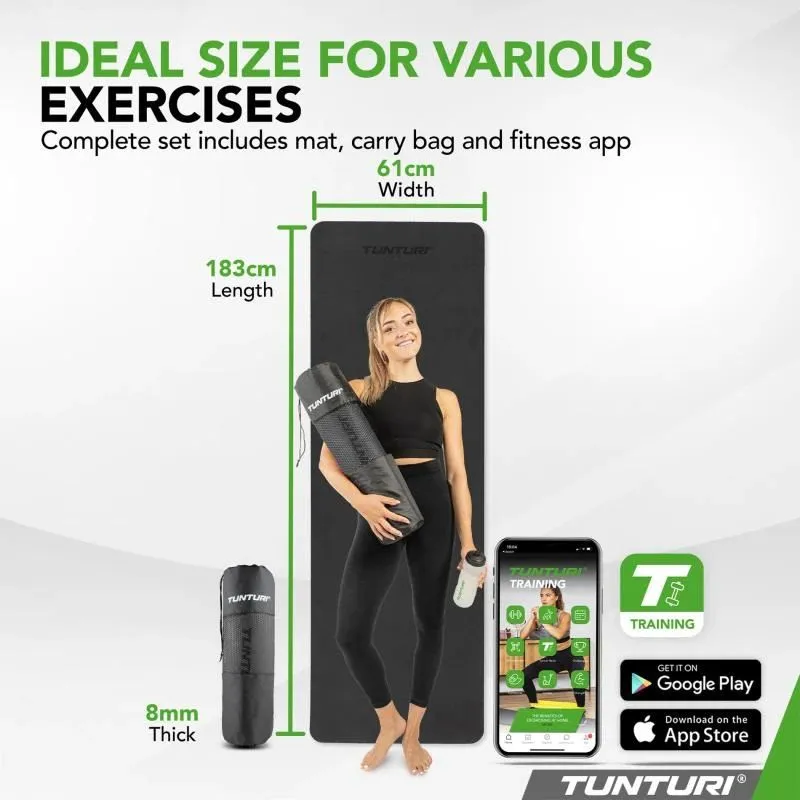Jogas paklājiņš Tunturi Yogamat 8mm, melns