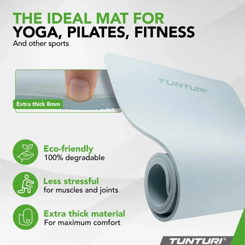 Jogas paklājiņš Tunturi Yogamat 8mm, gaiši zils