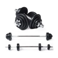 Набор гантелей и штанги TUNTURI Barbell-Dumbbell Set 20 кг, железо