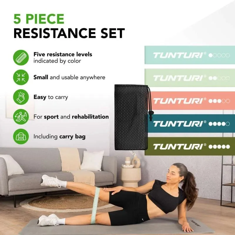 TUNTURI Mini Resistance Band Set, 5 gab