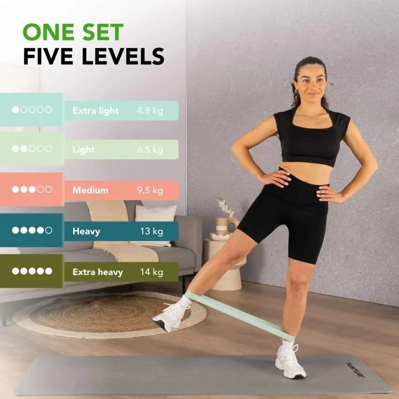 TUNTURI Mini Resistance Band Set, 5 gab