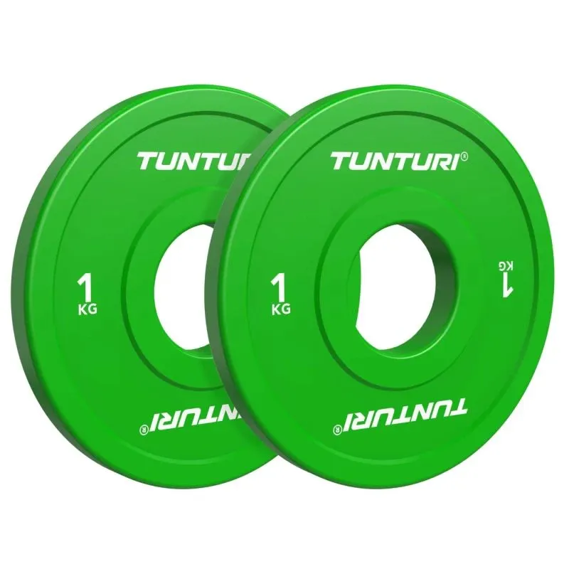Svaru diski TUNTURI Platinum frakcionālie diski, zaļi, 50 mm, 2 x 1 kg