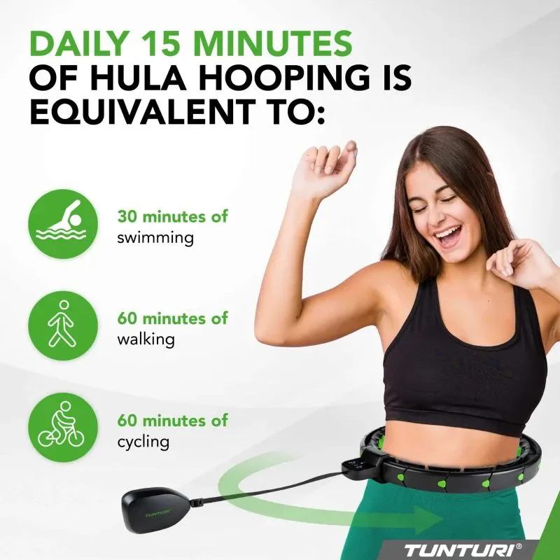 Regulējama hula stīpa ar svaru TUNTURI Smart Adjustable Hula Hoop iesk. Displejs