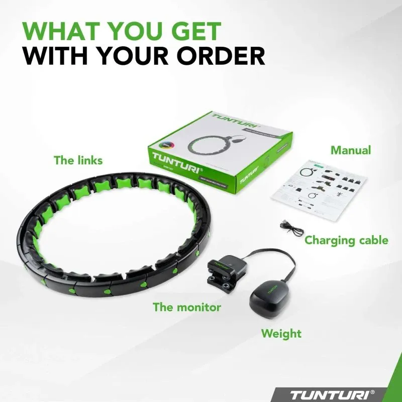 Regulējama hula stīpa ar svaru TUNTURI Smart Adjustable Hula Hoop iesk. Displejs