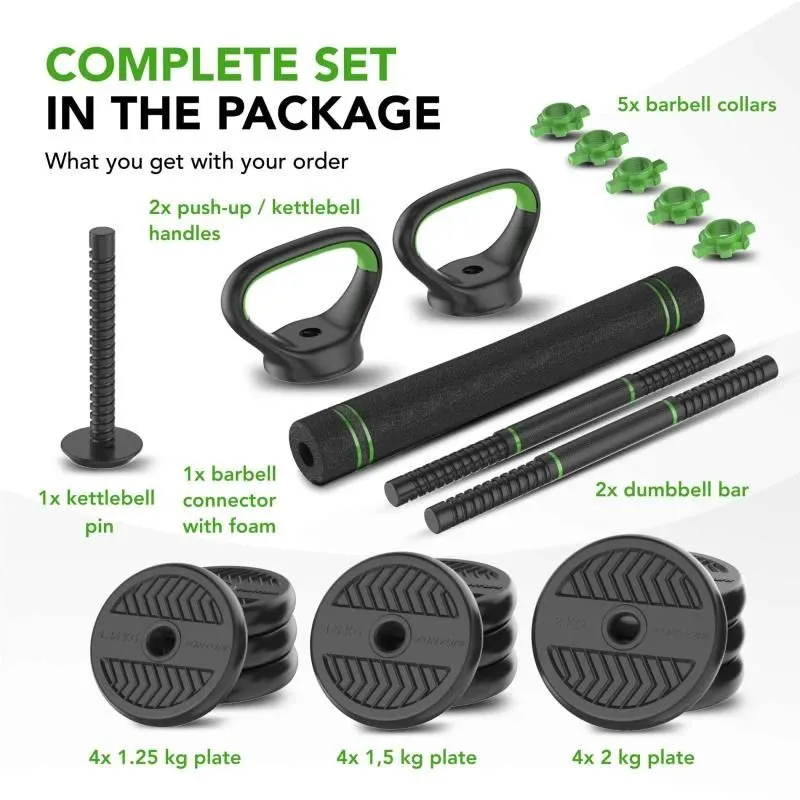 Spēka treniņu komplekts TUNTURI Barbell & Dumbbell Set 20 kg