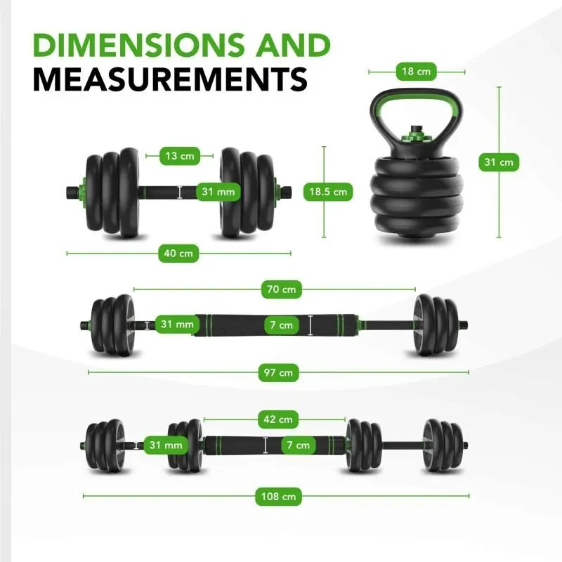 Spēka treniņu komplekts TUNTURI Barbell & Dumbbell Set 20 kg