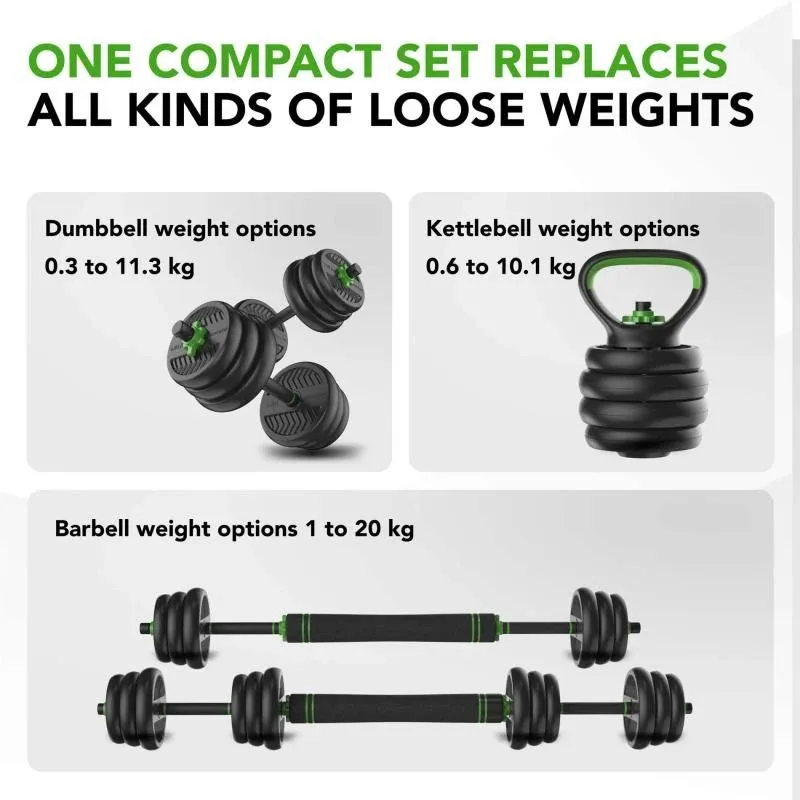 Spēka treniņu komplekts TUNTURI Barbell & Dumbbell Set 20 kg
