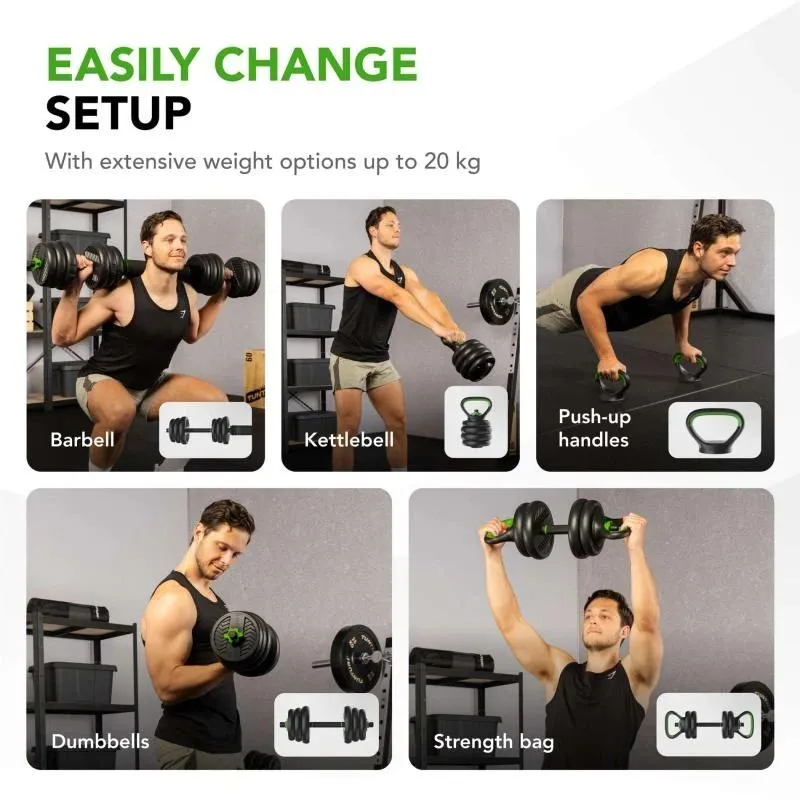 Spēka treniņu komplekts TUNTURI Barbell & Dumbbell Set 20 kg