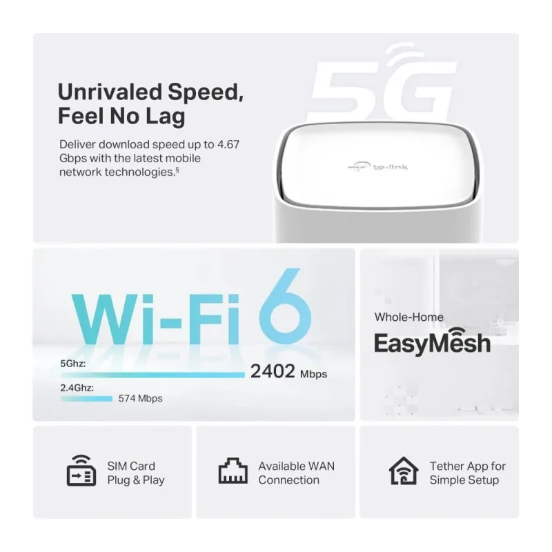 Wireless Router-TP-LINK-Wireless Router-3000 Mbps-Mesh-4G-5G-ARCHERNX500