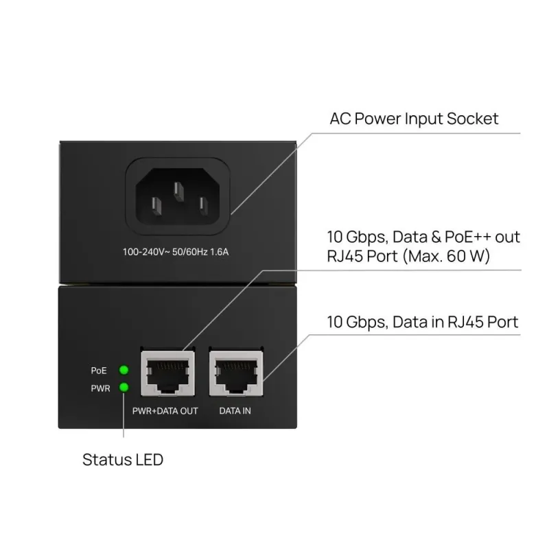 Net poe++ injector-poe370s tp-link