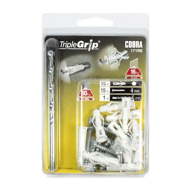 Dībelis Cobra, paredzēts gk plāksnēm-universāls, 4 mm x 29 mm, 15 gab.